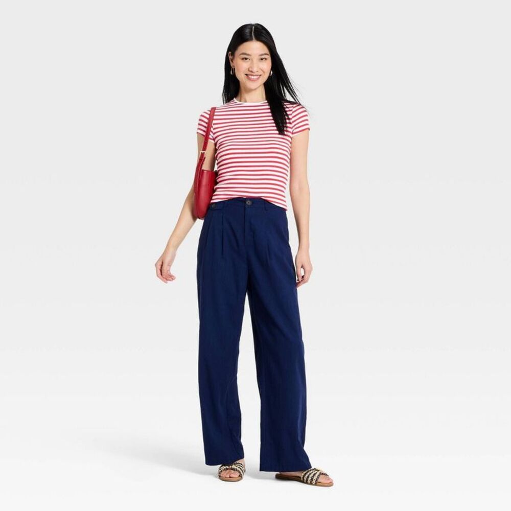 A New Day - Women's Linen Trouser Pants - A New Day Navy Blue Navy Blue - Picture 3 of 3